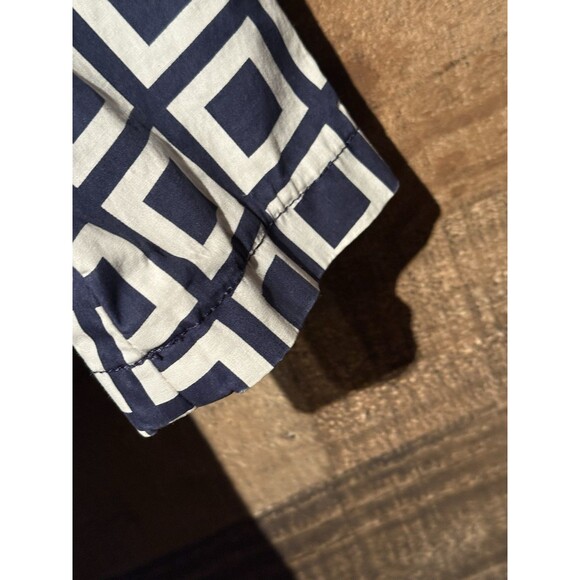 TALBOTS PET NAVY BLUE WHITE GEOMETRICAL SQUARE ART RAIN JACKET COAT TOP 8P $139 - Picture 7 of 9